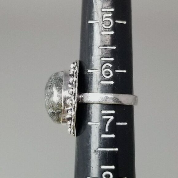 Vintage Gray Oval Cabochon Stone Ring, Bezel Set Silver Tone Size 6.5 Band - Picture 5 of 8